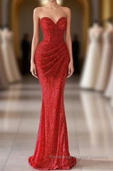 Charming Sweetheart Sleeveless Mermaid Semi Formal Prom Dresses Long Slit Online